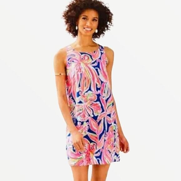 Lilly Pulitzer Jackie Dress Pink Silk Tropic Patterned Sleeveless Shift size XXS - Picture 4 of 12